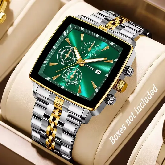 Montre-bracelet à Quartz homme cadran carré luxe acier inoxydable occasion spéciale affaires mode élégante
