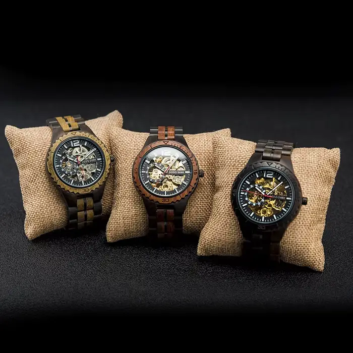 Montre mécanique homme DODO DEER en bois avec mouvement automatique pour cadeaux d'anniversaire et mariage occassions spéciales