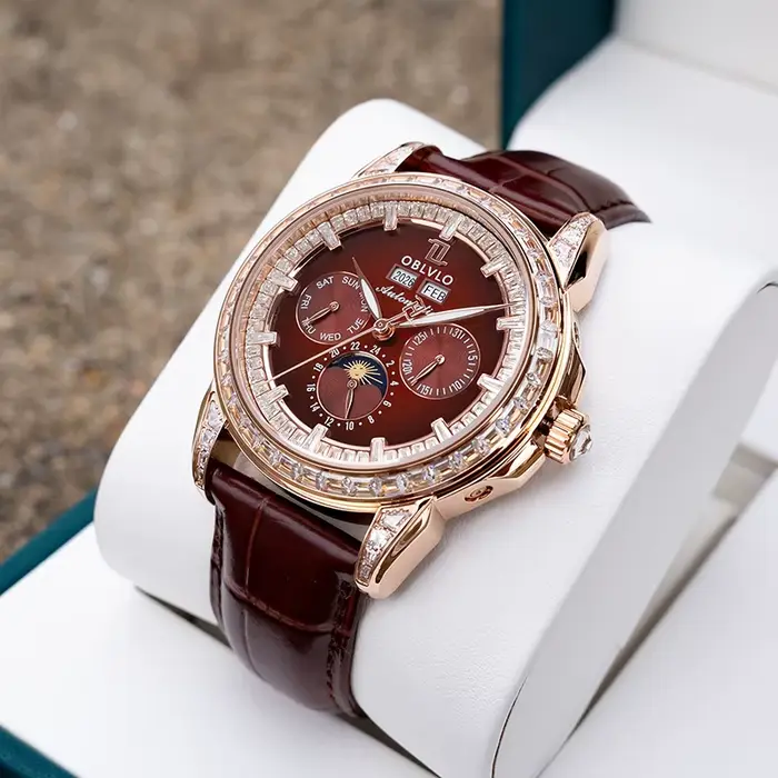 OBLVLO montre automatique pour hommes 40mm montre-bracelet mécanique 5ATM lunette en cristal lumineux année