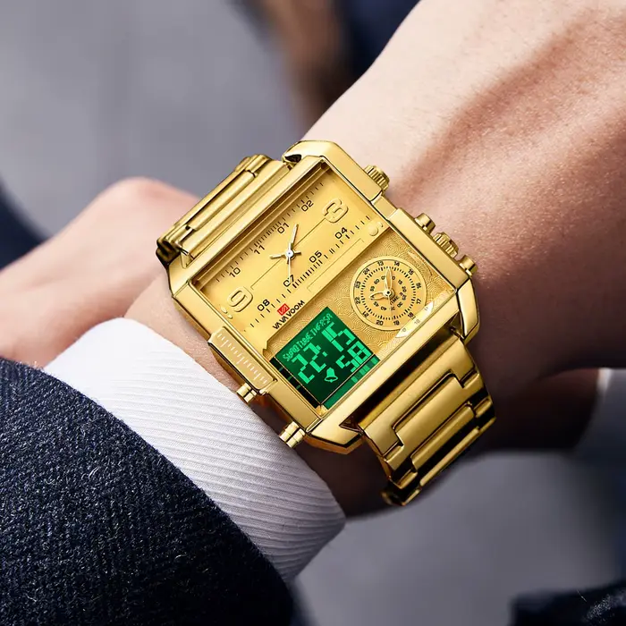 2025 nouveaux hommes montre LED mode carré créatif mouvement à Quartz noir en acier inoxydable étanche chronométrage