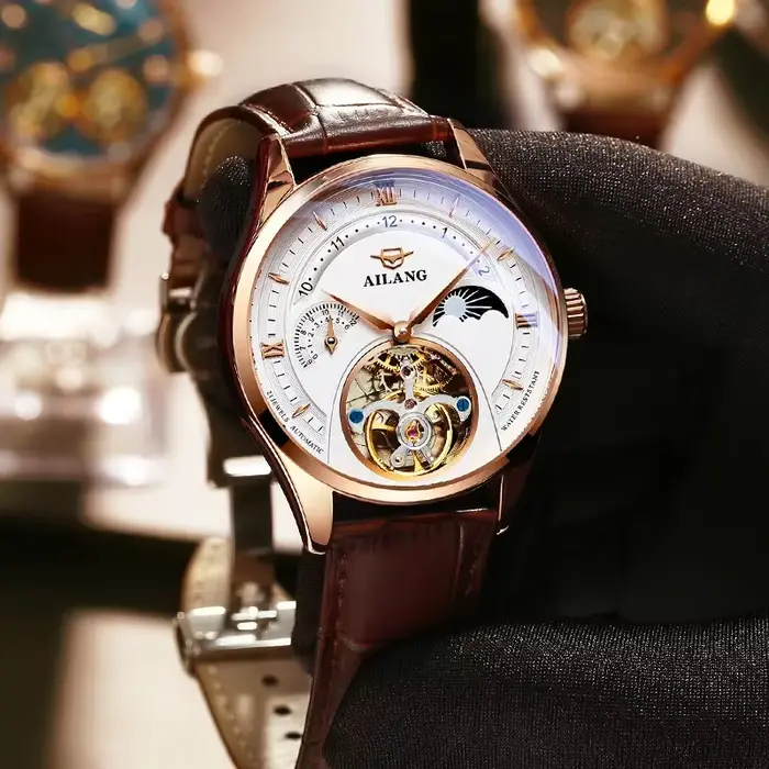 Montres mécaniques automatiques Daniel Gorman serties de saphirs avec mouvement tourbillon pour femmes élégantes et sophistiquées occasions spéciales