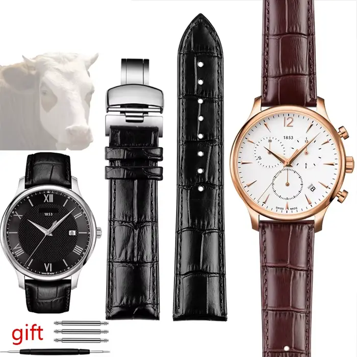 Bracelet de montre en cuir véritable pour hommes