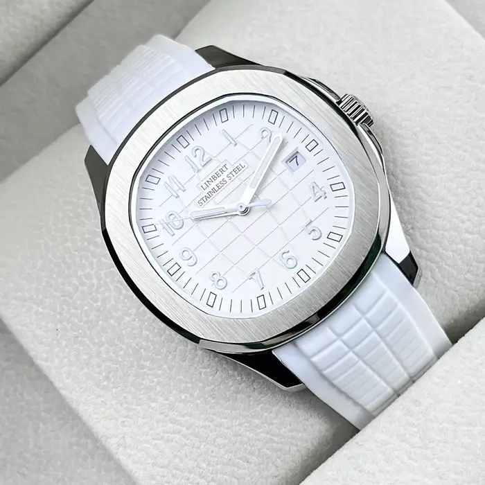 2024 LINBERT nouvelle montre mécanique automatique PATEK montre pour hommes en caoutchouc blanc étan