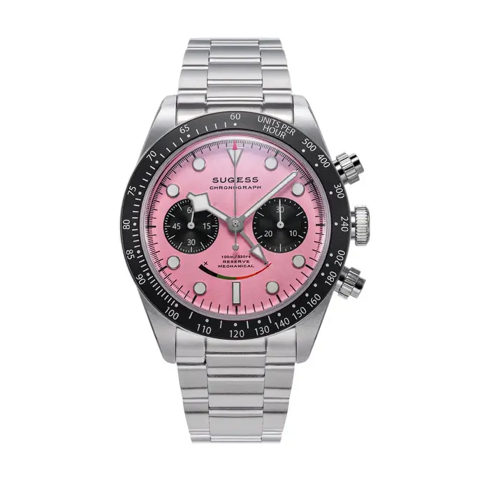 Montre chronographe Sugess ST1907 Acier Inoxydable Boîtier Rond Avec Verre Saphir Pour Hommes Occasions Spéciales