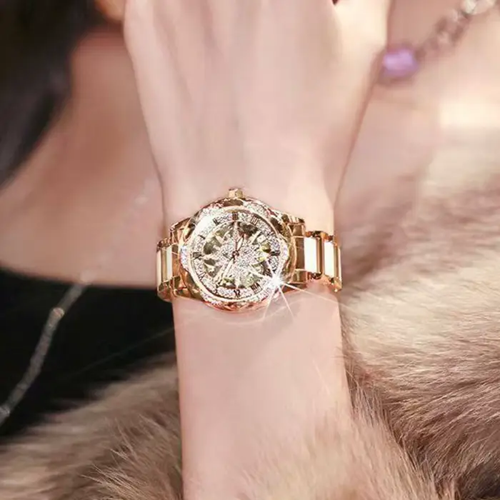Montre Femme Élégante 2026 – Montre-Bracelet Squelette à Cadran Circulaire