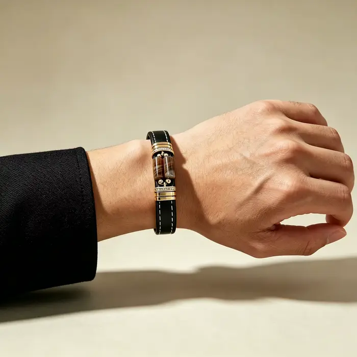 Bracelet de luxe en œil de tigre pour homme