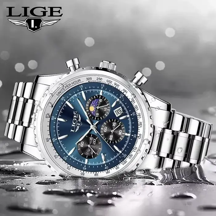LIGE 2024 Top marque de luxe nouveaux hommes montre Quartz homme montres étanche
