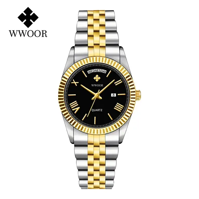 WWOOR – montre-bracelet de luxe en acier inoxydable pour homme