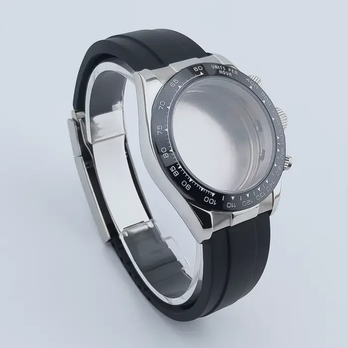 Boîtier de montre NEITON 39mm VK63 argent/or avec bracelet en acier inoxydable massif pour montres