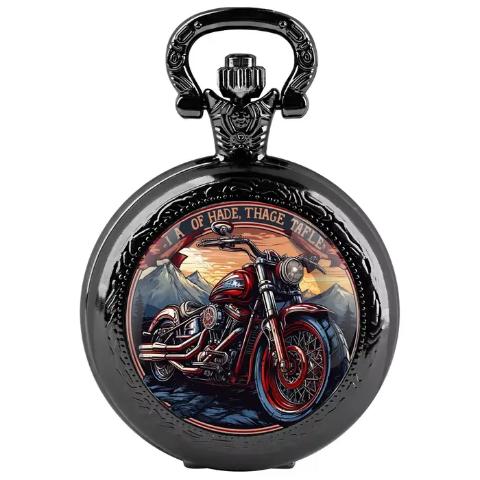 Montre de poche Vintage pour moto pour hommes, horloge classique à collier en acier inoxydable avec 