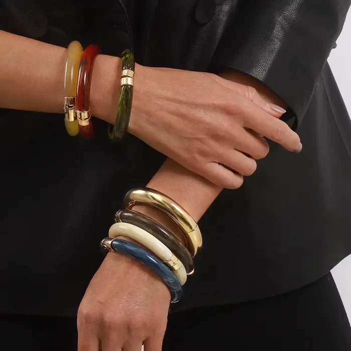 Bracelet ouvrable en alliage de résine géométrique B3524