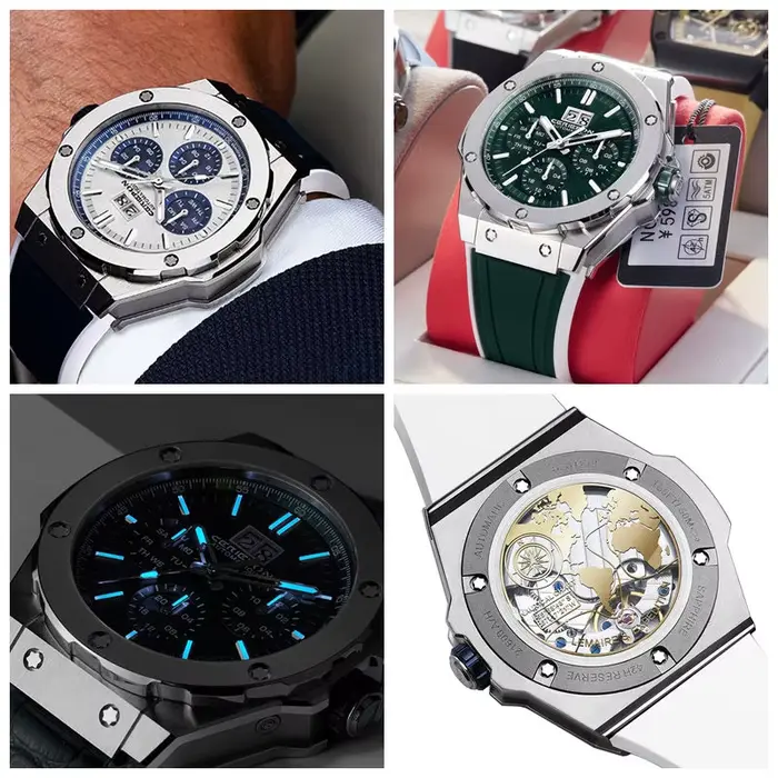 Montre mécanique automatique CERIEPON Série Blue Planet avec cristal saphir