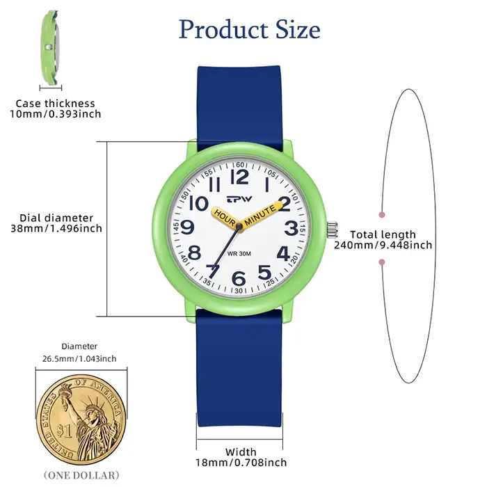 TPW montre d'apprentissage cadran coloré