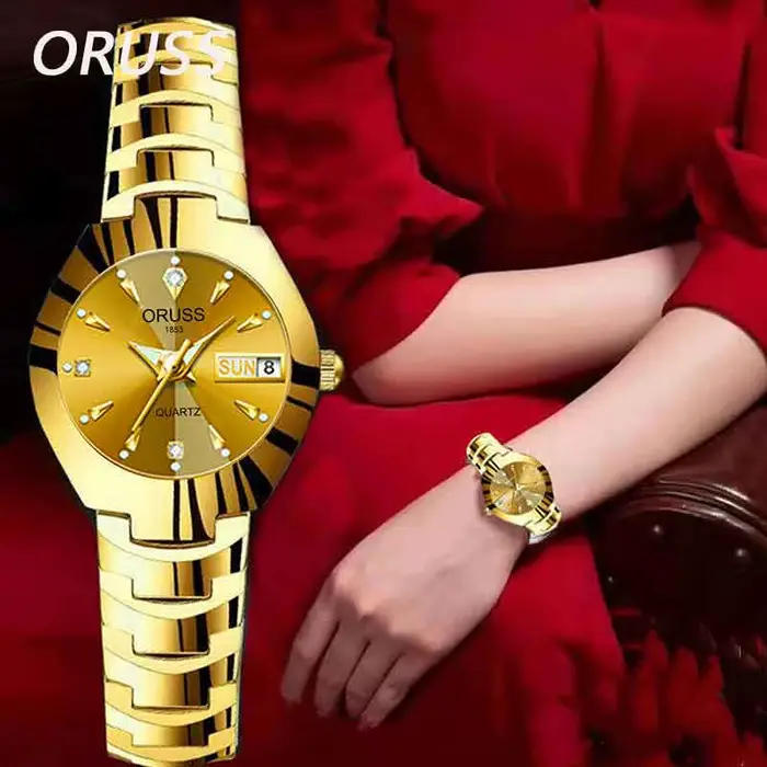 Montre de couple à quartz étanche pour hommes et femmes