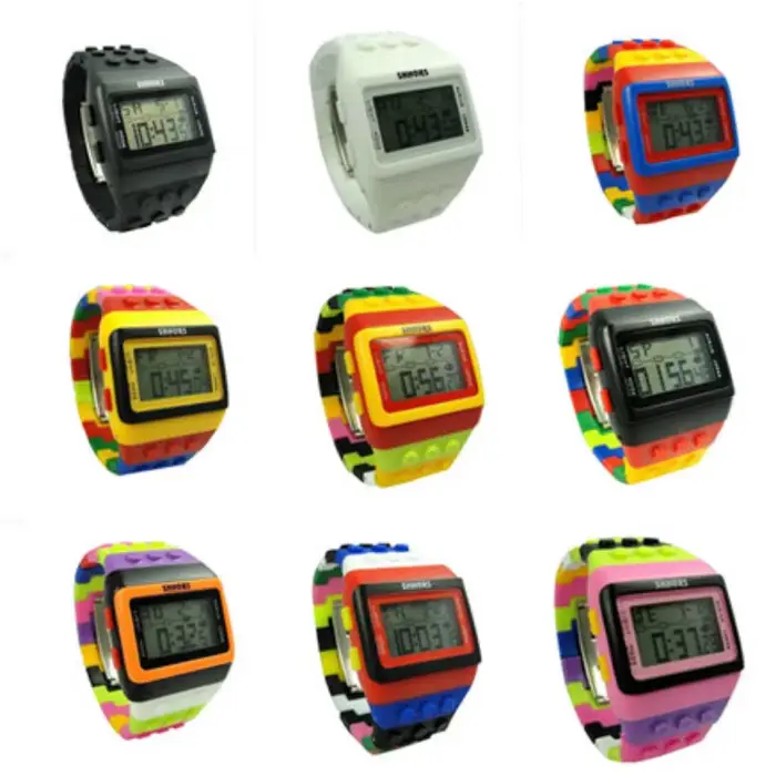 Montre de sport pour femmes multicolore LED avec fermeture pliant pour activités physiques et occasions spéciales