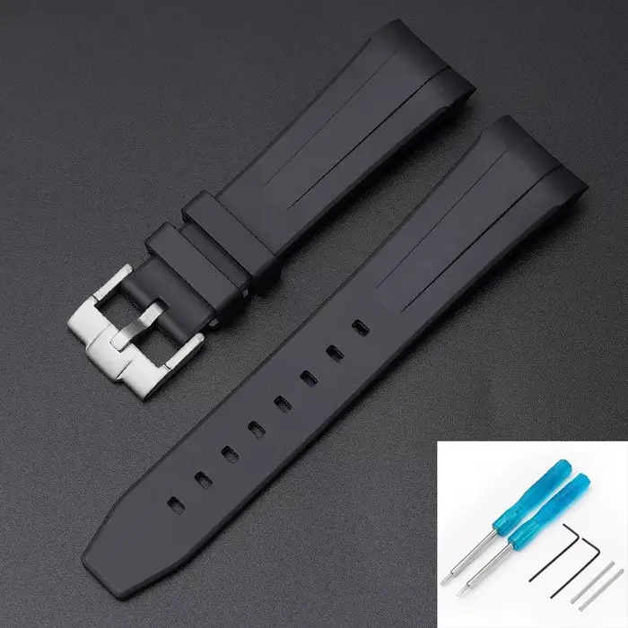 Bracelet en caoutchouc TPU étanche pour homme et femme, bracelet de montre à extrémité incurvée, sér