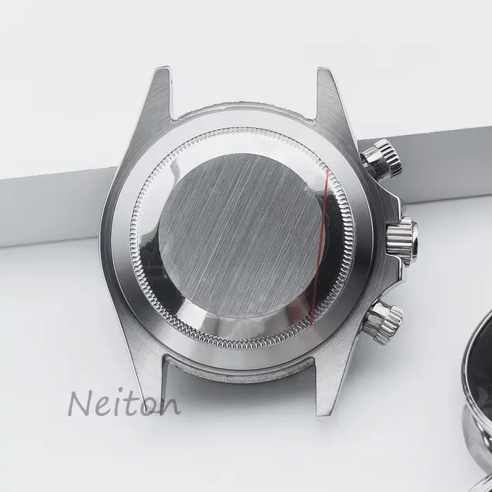 NEITON VK63 39mm boîtier de montre argent/or avec bracelet solide en acier inoxydable pour montres