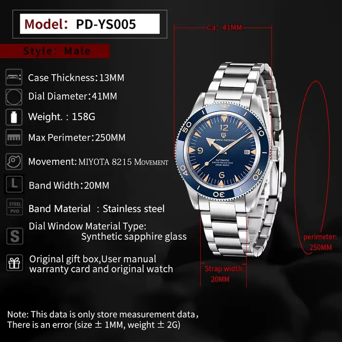 PAGANI DESIGN Miyota 8215 automatique hommes montres mécaniques 200m étanche saphir céramique plongée en acier inoxydable horloge V3