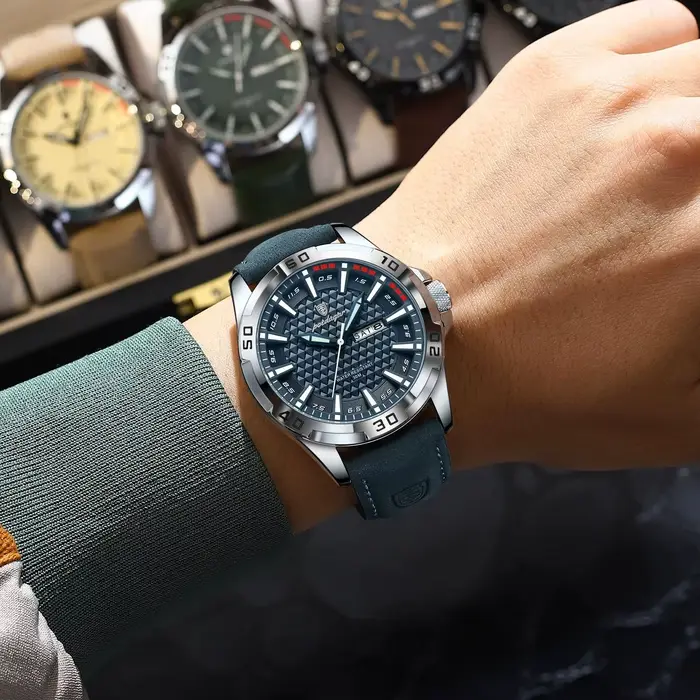 POEDAGAR Original hommes montre de luxe étanche lumineux Date semaine