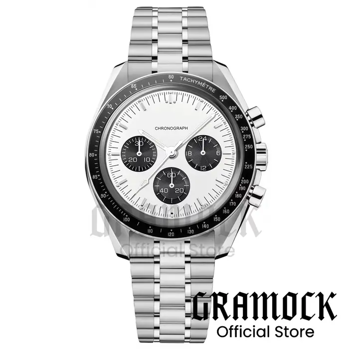 Montre multifonction à quartz VK63A pour homme résistante à l'eau avec affichage de la vitesse et de la phase de la lune occasions spéciales et quotidiennes