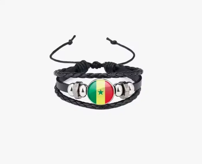 Bracelet personnalisé avec charme drapeau du Sénégal