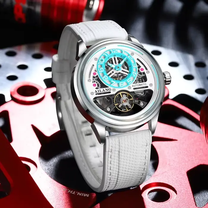 AILANG 8853 Montre mécanique noire pour homme avec tourbillon