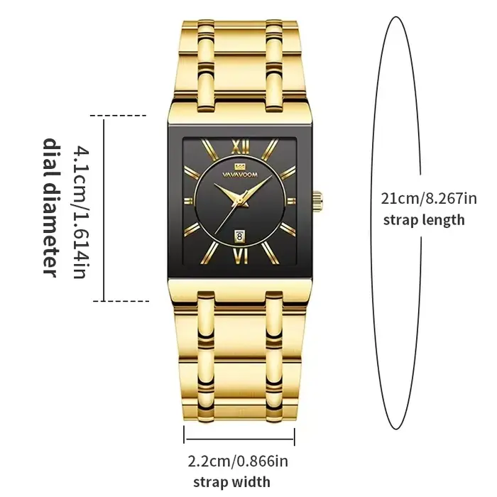Montres carrées en or de luxe VAVAVOOM 2431 pour homme