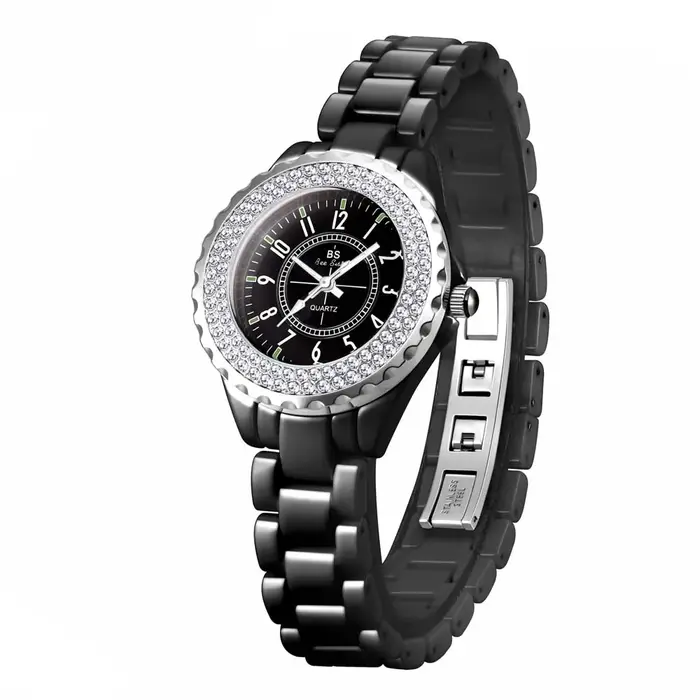 Montre Quartz Céramique BS Bee Sister Elégante Résistante à L'Eau Pour Femmes Occasions Spéciales