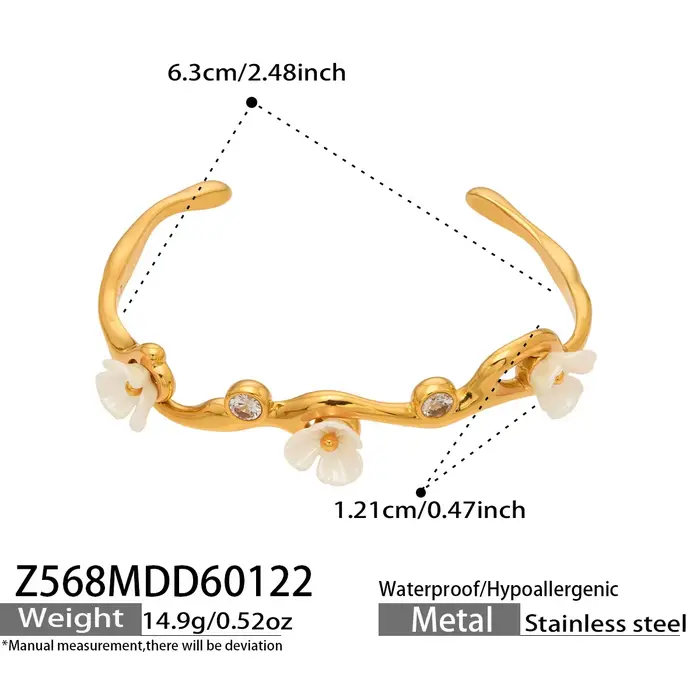Bracelet à fleurs roses et blanches de haute qualité pour femmes, bracelet de mariage brillant en zi