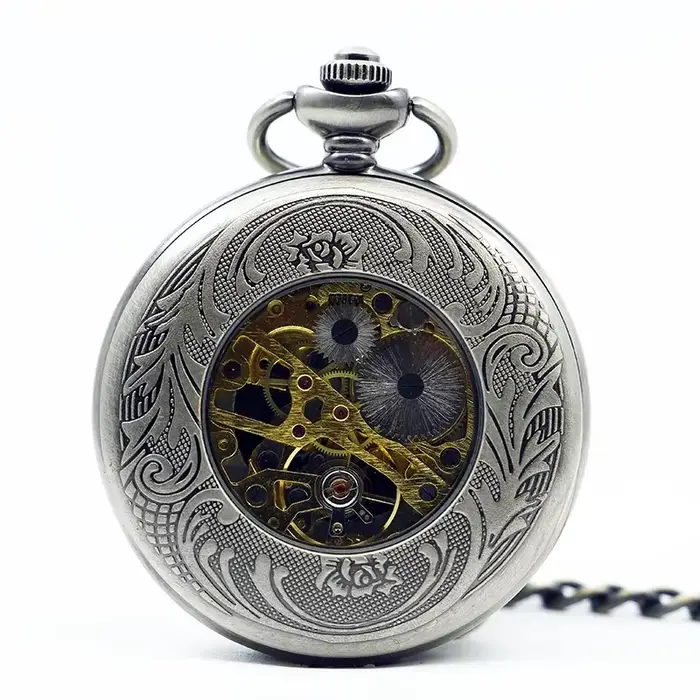 Classique suisse croix rouge creux mécanique montre de poche main vent Fob montres de haute qualité hommes femmes