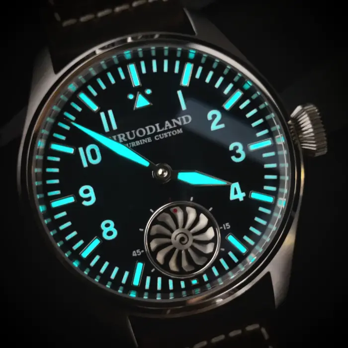 Montre Hruodland ST3620 Mécanique Hommes Mouette Pilote Rétro Saphir Bracelet Cuir Occasions Spéciales