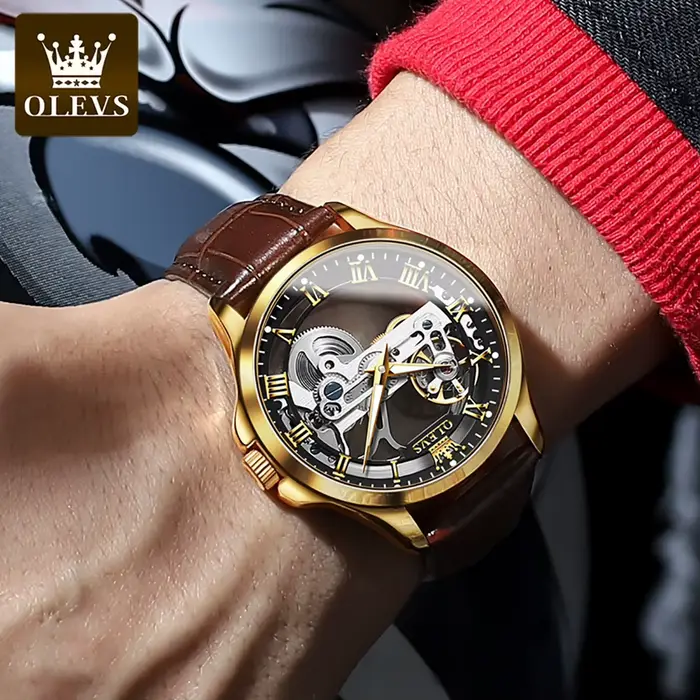 Montre homme squelette automatique transparente résistante à l'eau pour homme original luxe ocassions spéciales