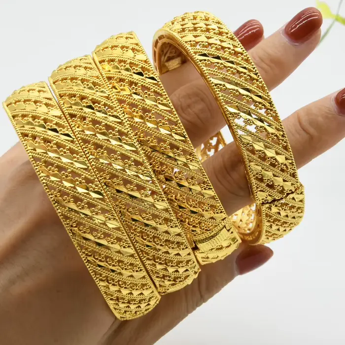 Bracelets rigides plaqués or de dubaï pour femmes
