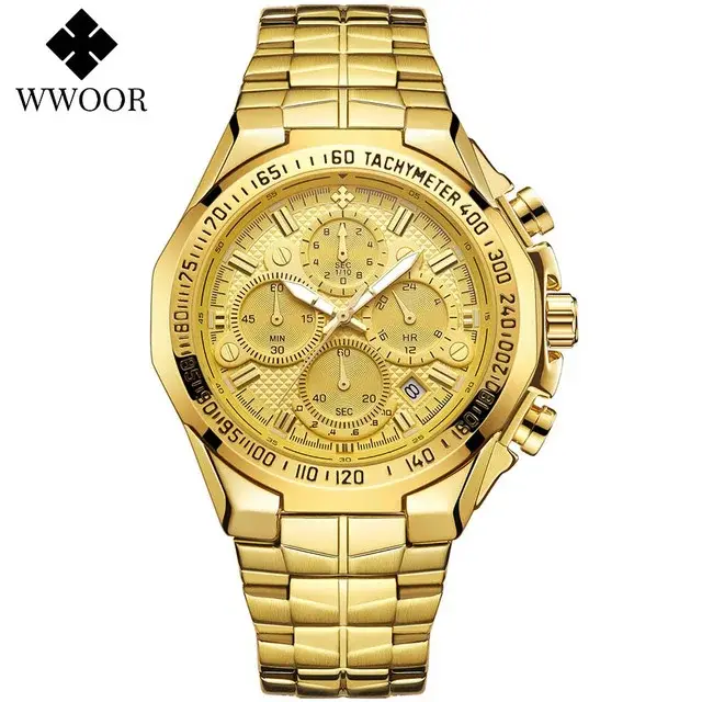 WWOOR montres pour hommes de luxe militaire Quartz acier inoxydable vieille montre étanche chronographe