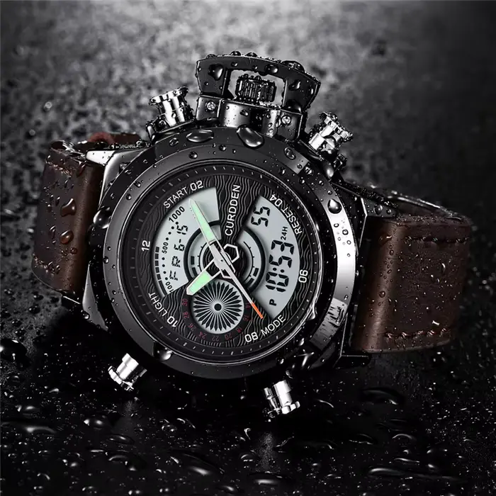 Reloj Hombre véritable CURDDEN marque hommes montre étudiants bracelet en cuir décontracté sport numérique montres de créateur Relogio Masculino 2025