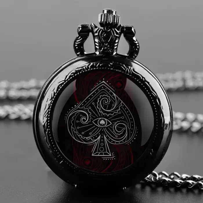 Montre De poche dôme en verre Poker cadran chiffre arabe Vintage hommes femmes collier pendentif horloge créative cadeau Reloj De Bolsillo