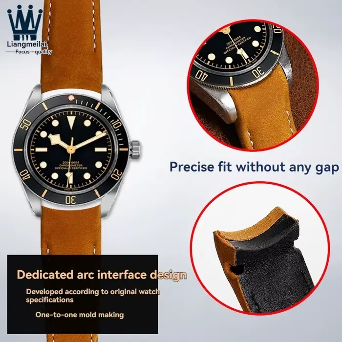 Montre en cuir incurvé avec Bracelet à bouche incurvée