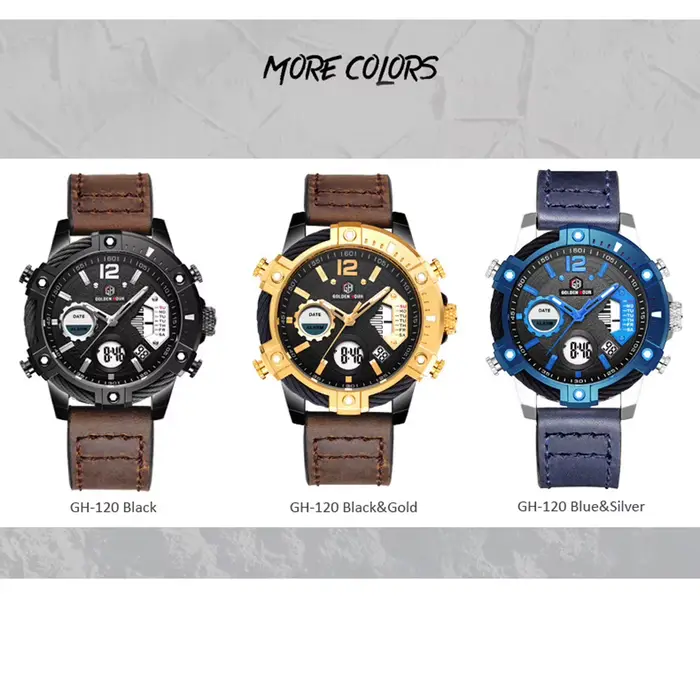 Nouvelle mode hommes montre double affichage militaire sport homme