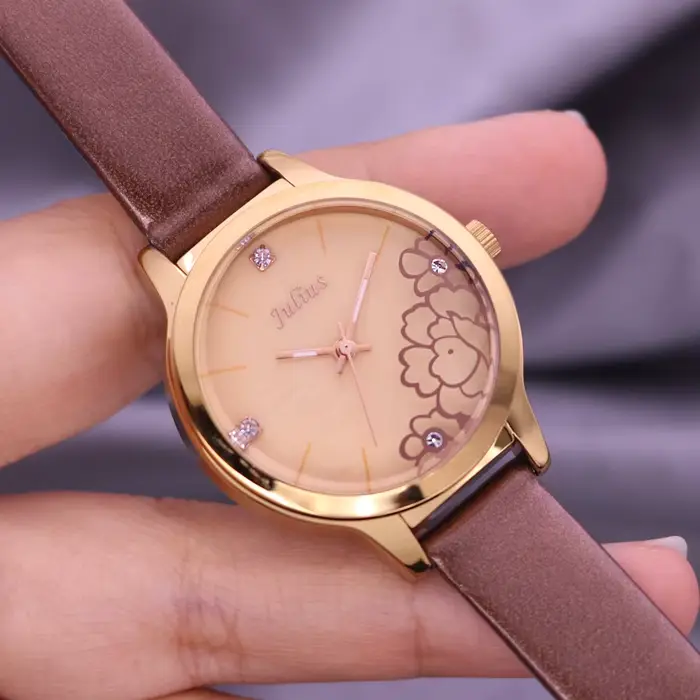 Montre en Cuir group pour Femme, Nacre, Quatre Feuilles, Everver, Julius, Mode, Heures, Bracelet, Ca