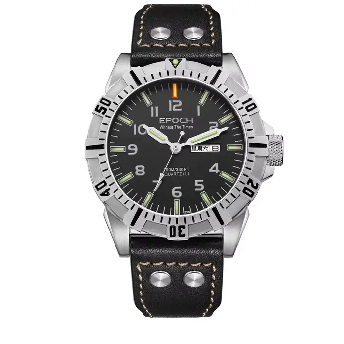 EPOCH – montre pilote militaire pour hommes, 43mm, Quartz, Tubes lumineux, étanche 10ATM, miroir sap