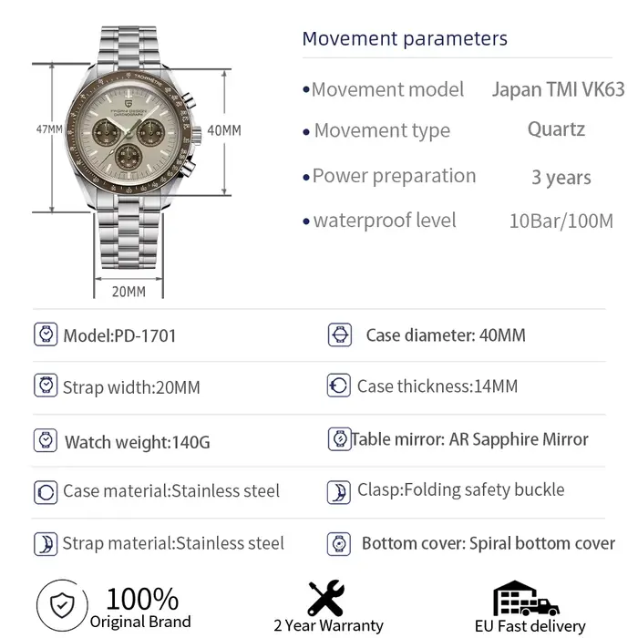 Montres pour hommes PAGANI DESIGN Saturn 2026 Nouvelle montre à quartz de luxe haut de gamme