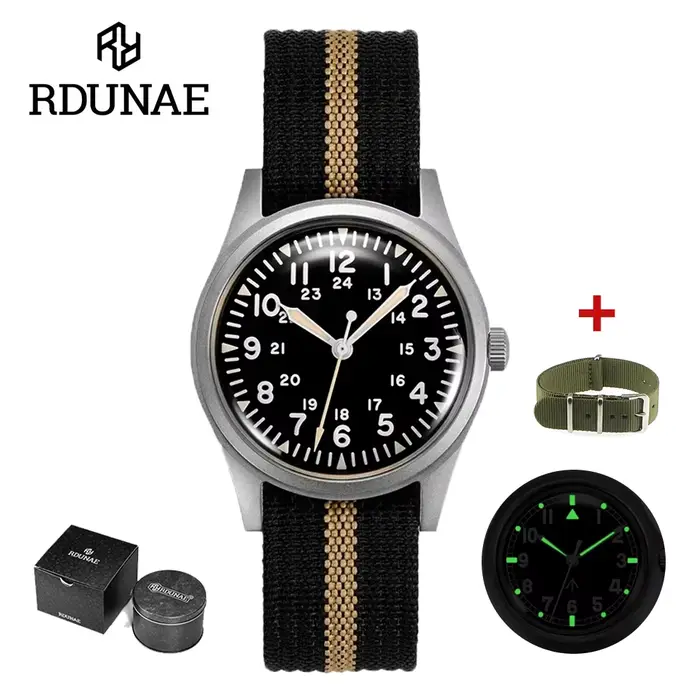 2025 nouveau RDUNAE RA03 34.5mm militaire hommes montre à Quartz Vintage G10 mis5 2035 montres K1 ve
