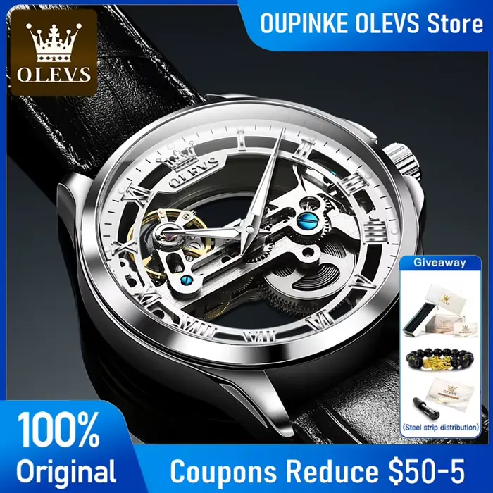 Montre homme squelette automatique transparente résistante à l'eau pour homme original luxe ocassions spéciales