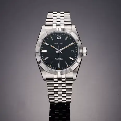 Montre automatique Baltany pour homme, 36 mm, vintage, mécanique, bracelet en saphir, plongeur, étan