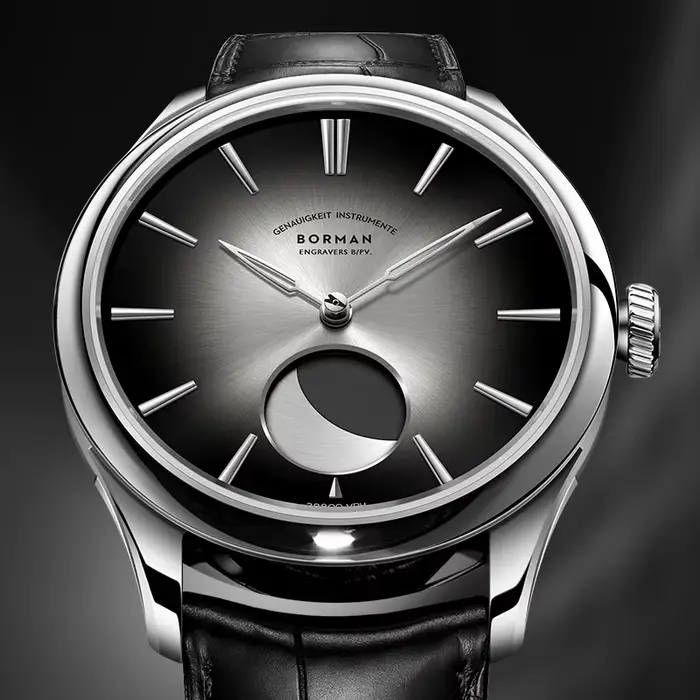 BORMAN 41.5mm 5ATM montres mécaniques étanches Phase de lune luxe concepteur hommes robe montre-bracelet automatique