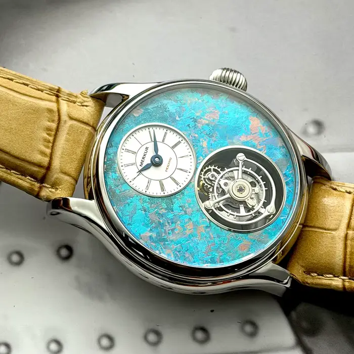 Merkur 100% Tourbillon montre hommes haute fréquence 28800 saphir