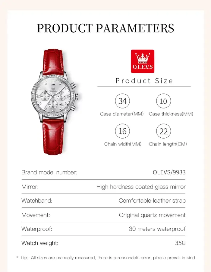 OLEVS 9933 Montre à quartz pour femme