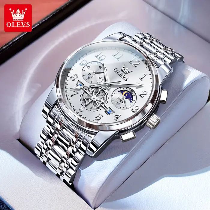 Montre Homme OLEVS 2900 Squelette à Volant Lumineux