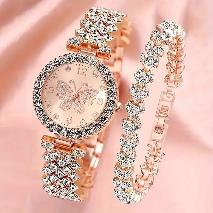 Nouvelle montre pour femme série papillon Style de mode personnalité polyvalente plein de diamants