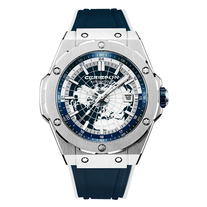 Montre mécanique pour hommes mode militaire Sport analogique montre-bracelet automatique avec bracelet en Silicone en acier inoxydable étanche Reloj